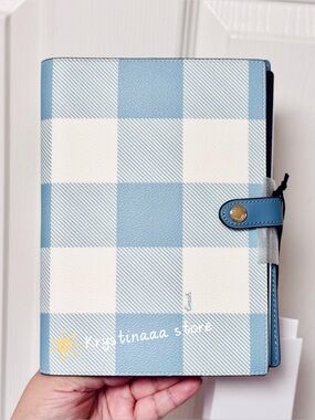 NWT Coach Notebook With Gingham Print  CFA43